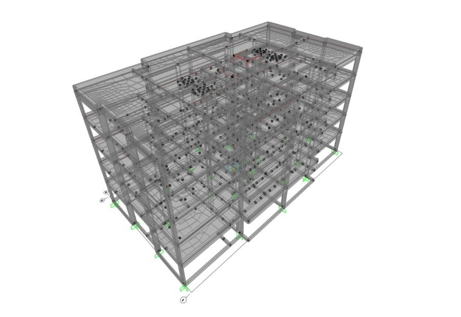 Modelo estrutural tridimensional do edifício residencial